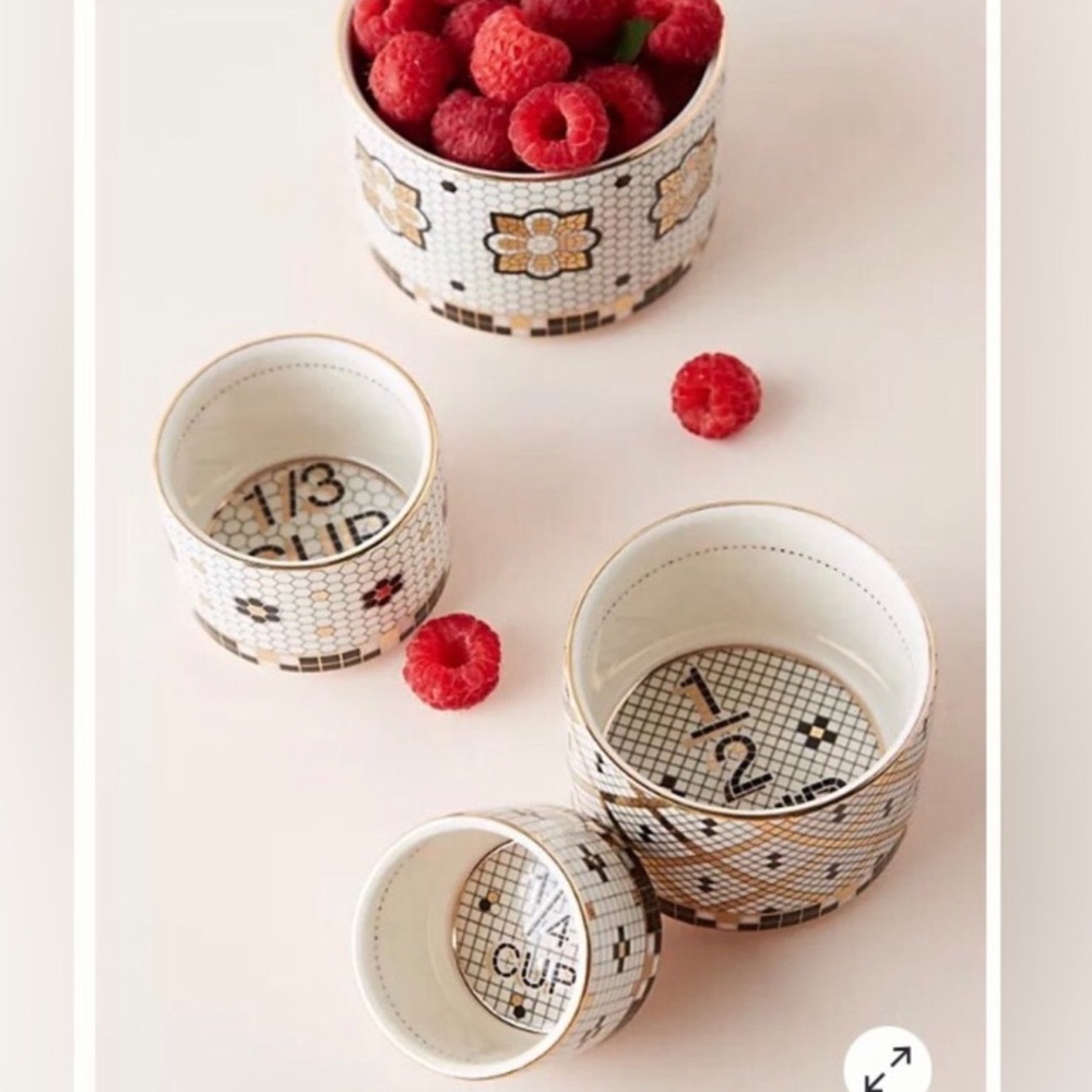 Anthropologie Bistro Tile Collection Measuring Cups Set Of Four NIB NWT